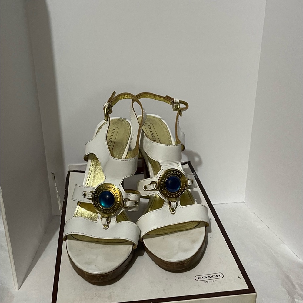 Coach white sandals